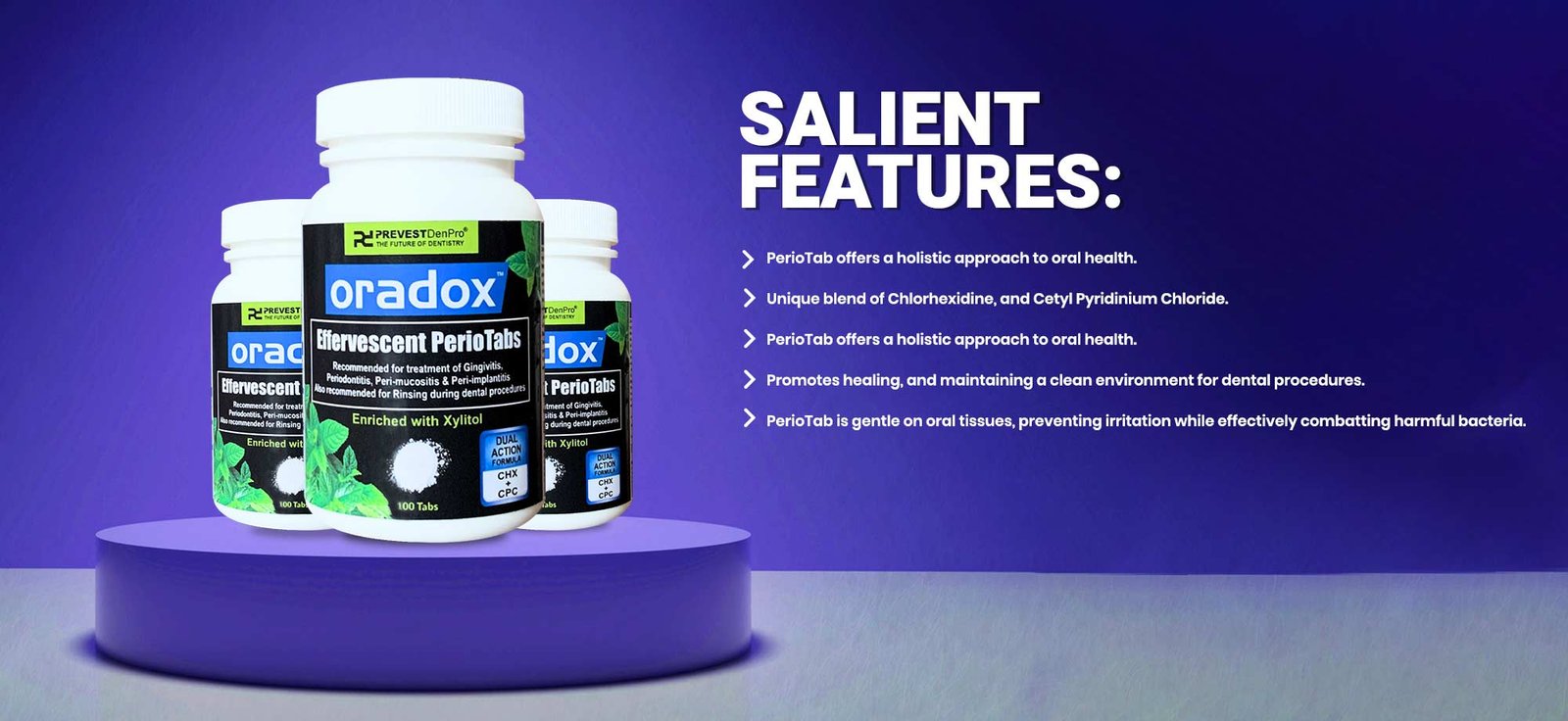 Mouthwash tabs with Chlorhexidine & CPC.