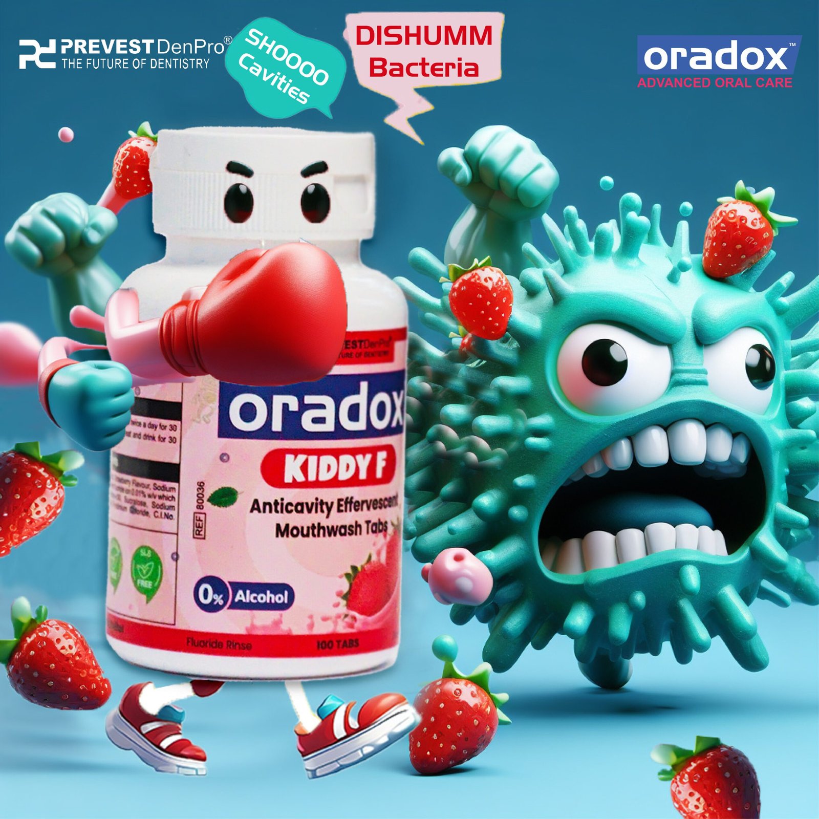 kiddy 4 Kiddy F anticavity mouthwash tabs to strengthen enamel & prevent cavities