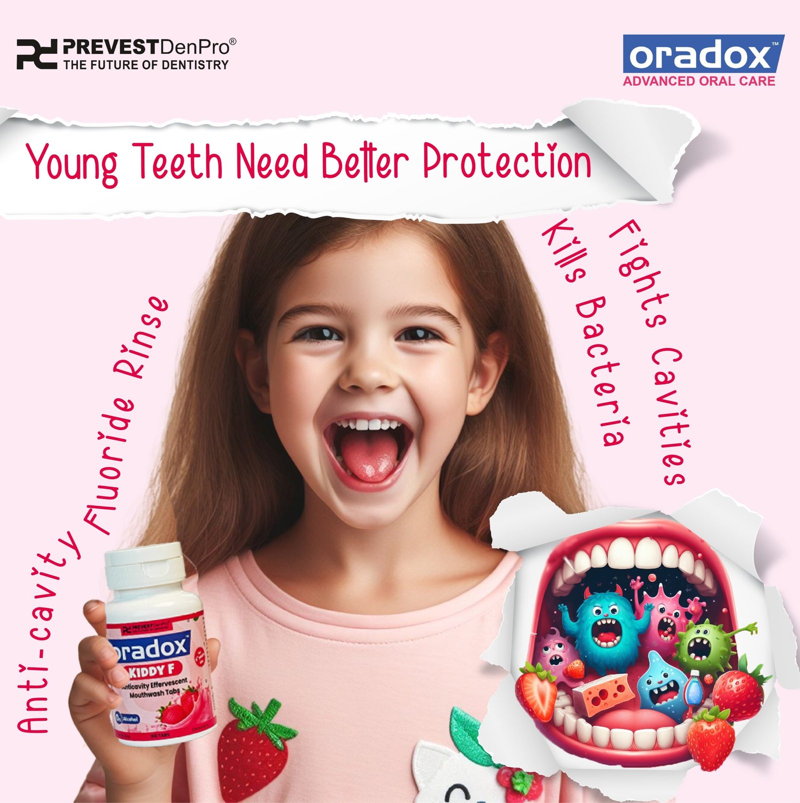 Web Kiddy F anticavity mouthwash tabs to strengthen enamel & prevent cavities