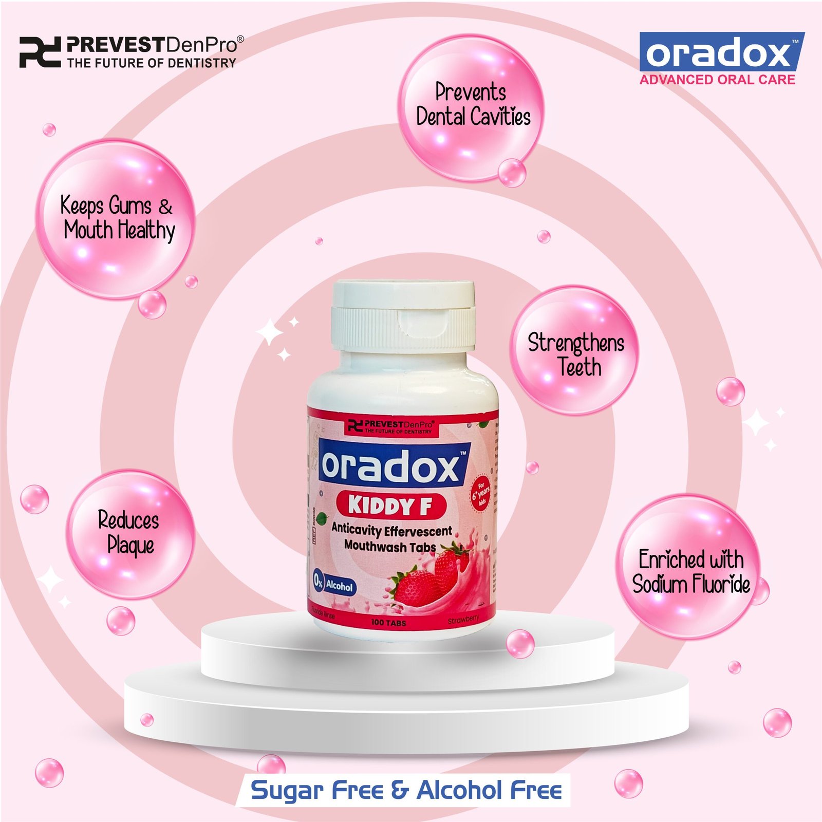 kiddy 6 Kiddy F anticavity mouthwash tabs to strengthen enamel & prevent cavities