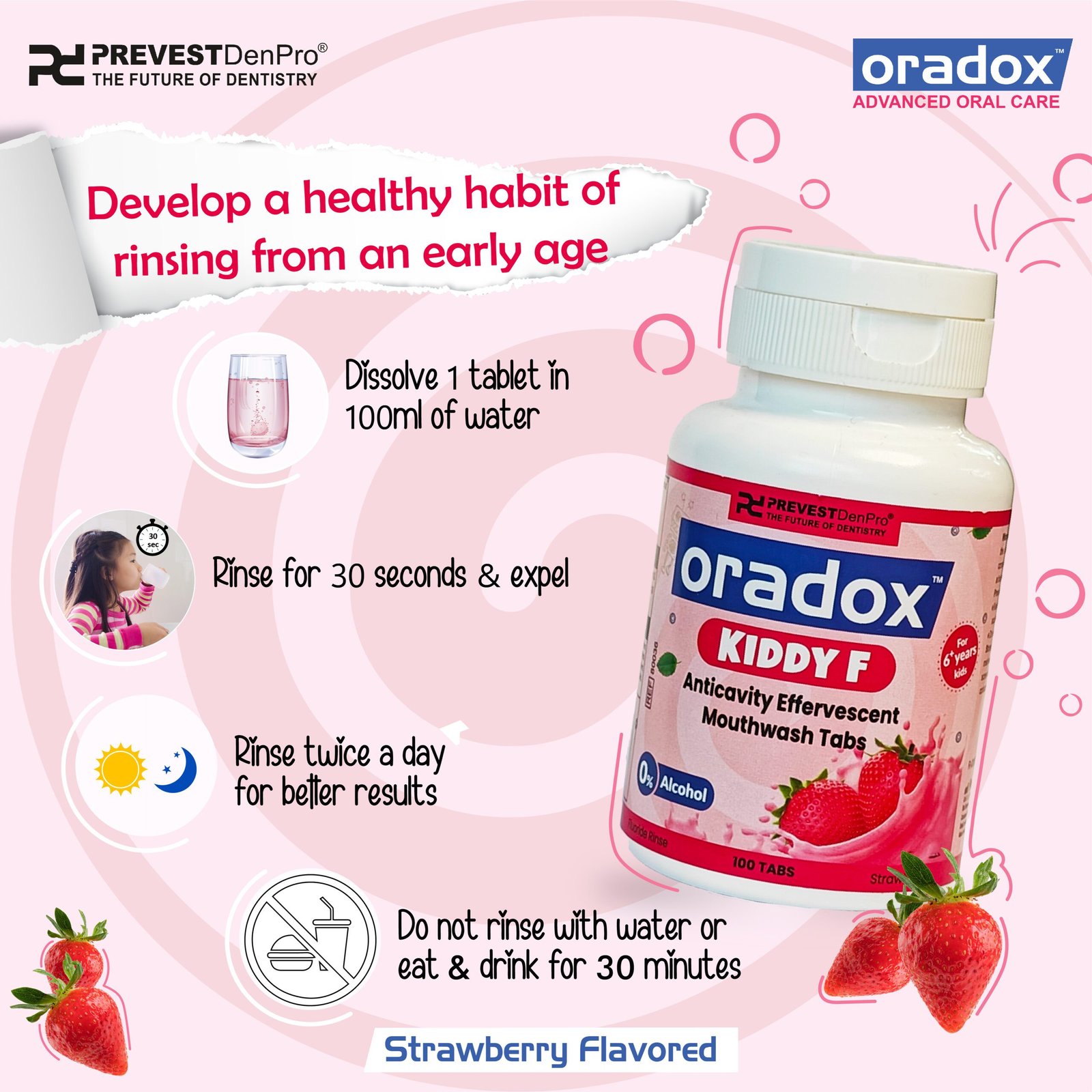 kiddy 7 Kiddy F anticavity mouthwash tabs to strengthen enamel & prevent cavities