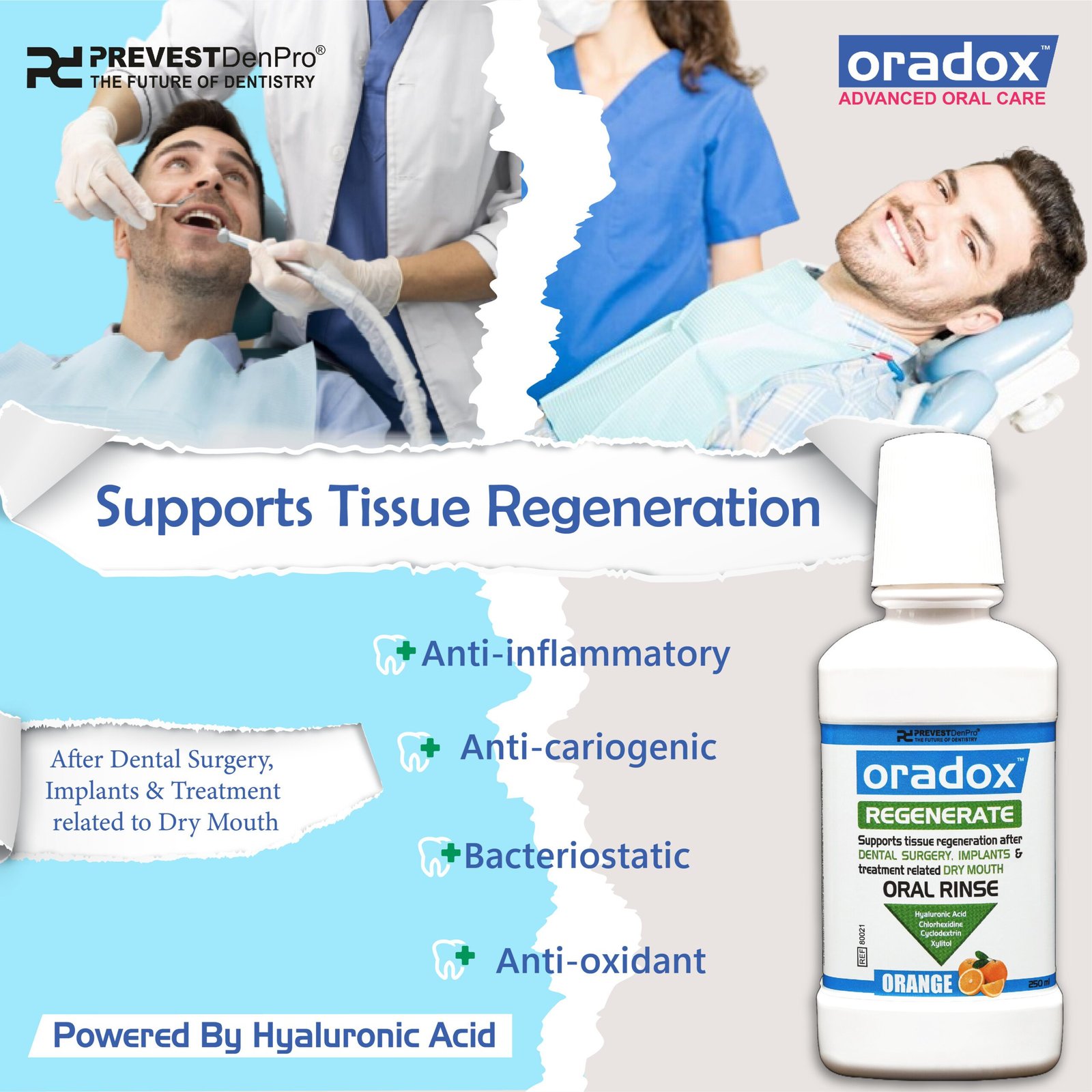 regenerate 6 Hyaluronic acid, chlorhexidine based mouthwash