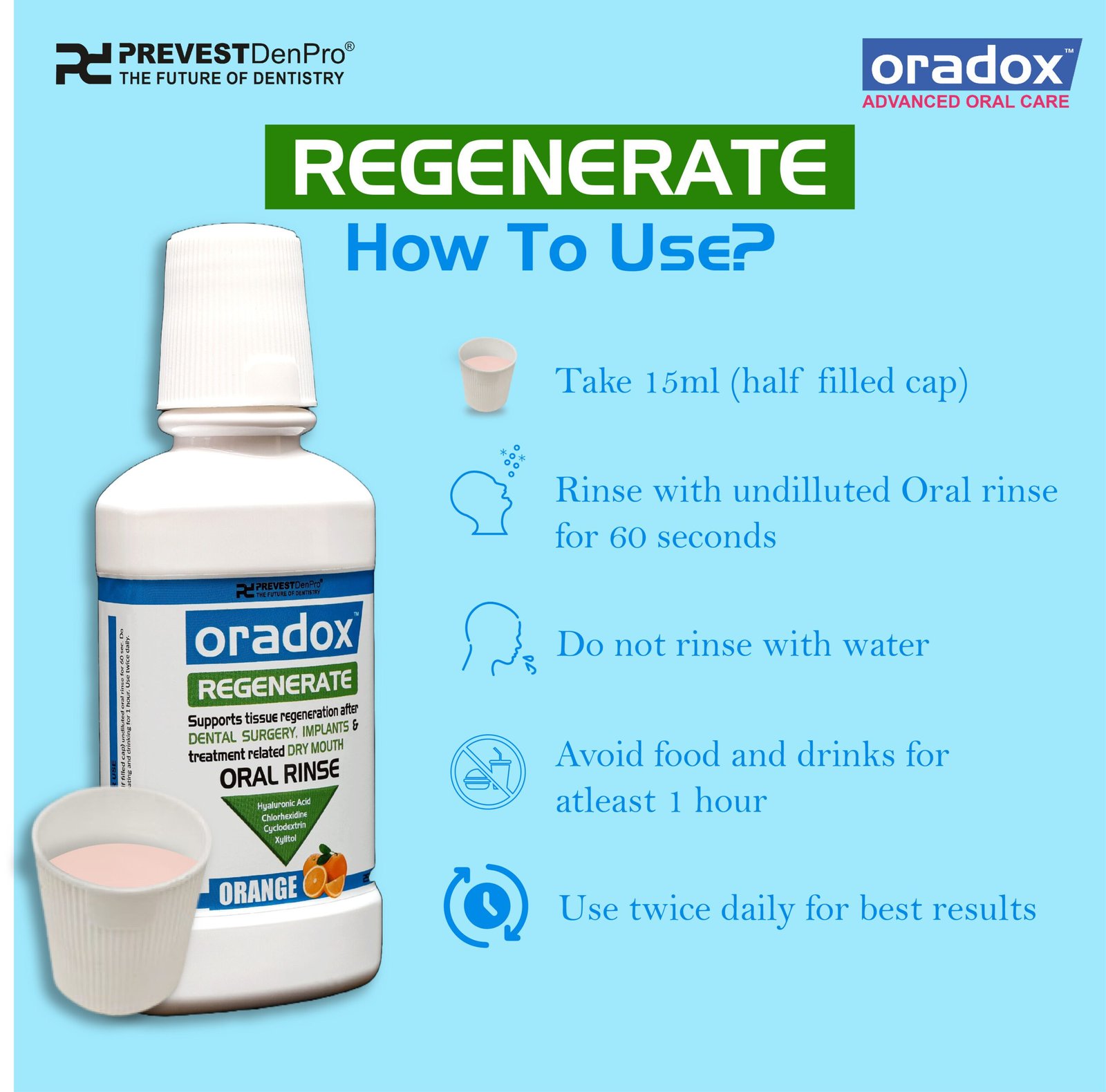 regenerate 8 Hyaluronic acid, chlorhexidine based mouthwash